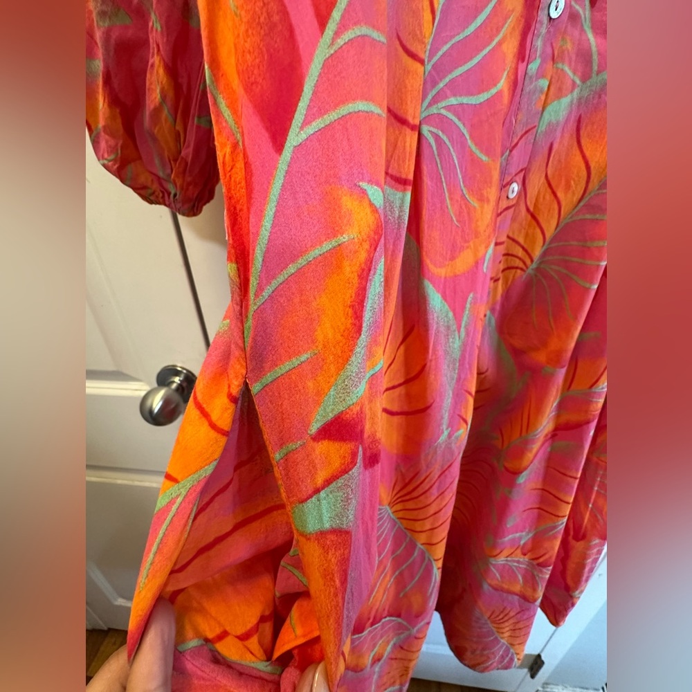 FARM Rio Coral Orange Floral Midi Dress - Picture 4 of 11